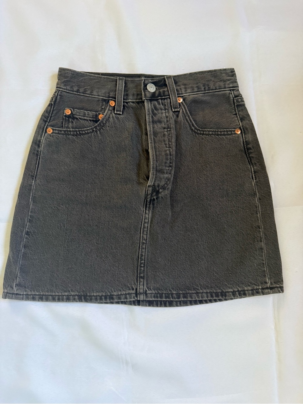 Levi's Black Washed Denim A-Line Mini Skirt